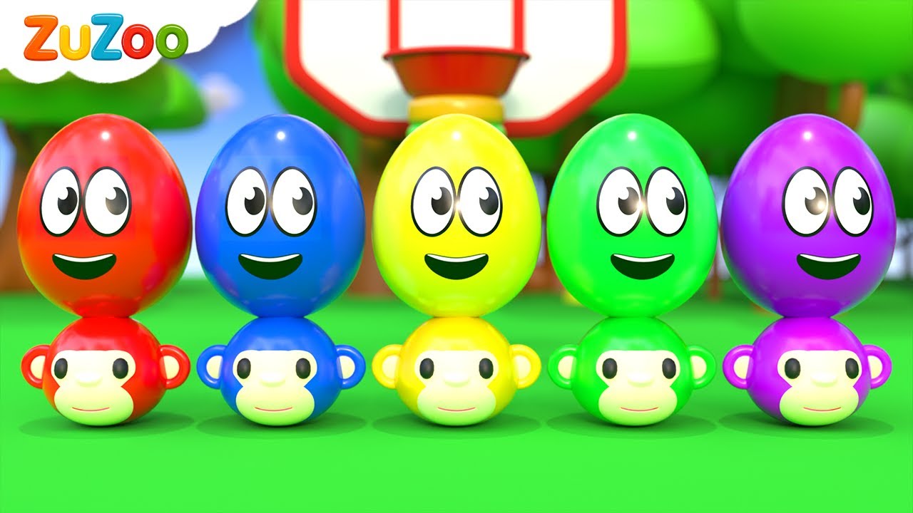 Color Song | Five Little Monkeys Jumping On The Bed | ZuZoo Nursery Rhymes & Kids Songs