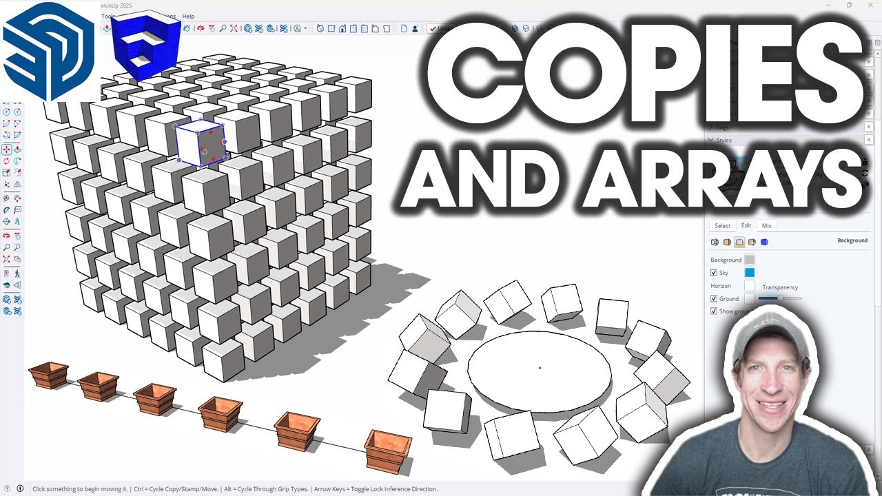 SketchUp 2025: Copies & Arrays Tutorial ๐