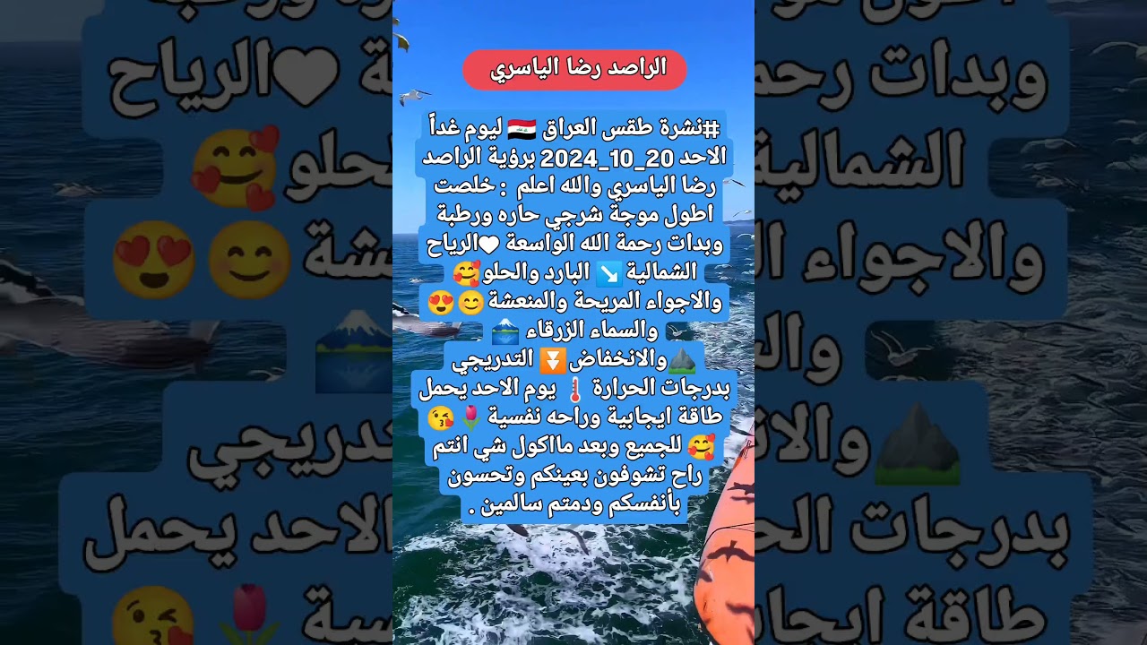 توقعات الطقس في العراق ليوم غدٍ الأحد مع الراصد رضا الياسري ☀️