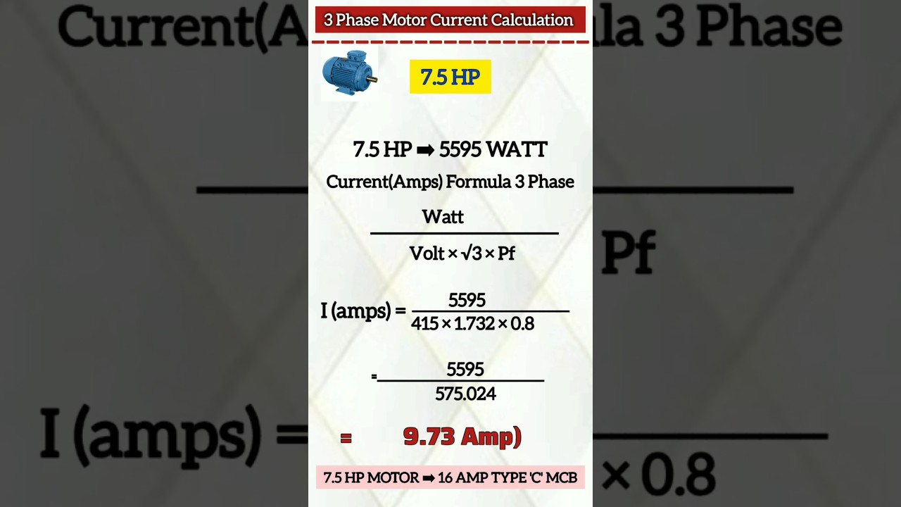 3-Phase Motor Current Calculation for 3.75 HP Motor