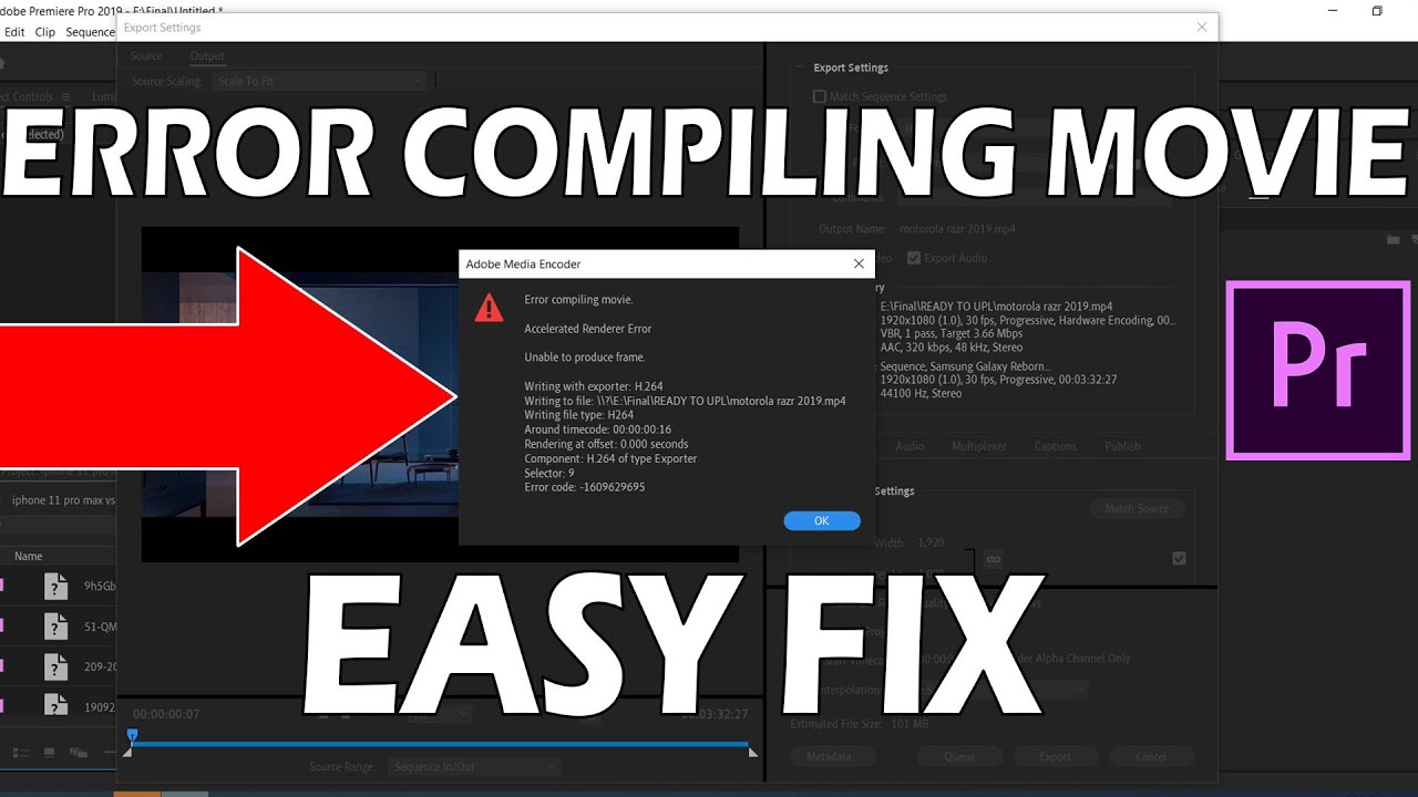 Premiere Pro 2020 - ERROR COMPILING MOVIE Easy Fix