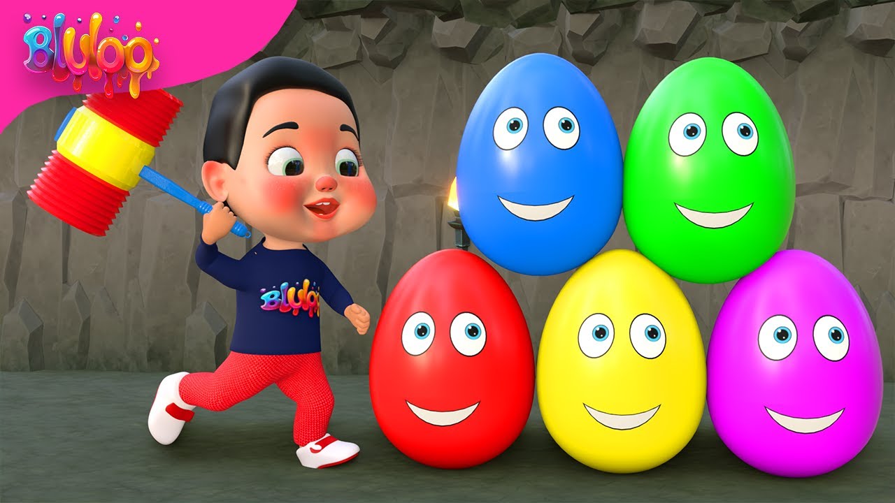 Blu Explores Colorful Surprise Eggs 🥚 | Kids Nursery Rhymes