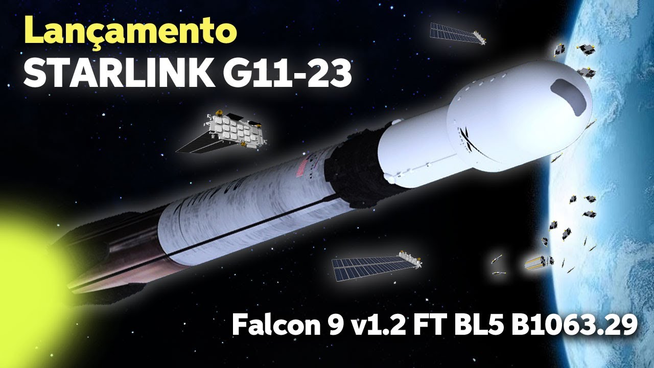 Lançamento do Foguete Falcon 9 com 28 Satélites Starlink V2 Mini 🚀