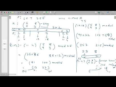 Hill Cipher Encryption - Week 5 (1/4)