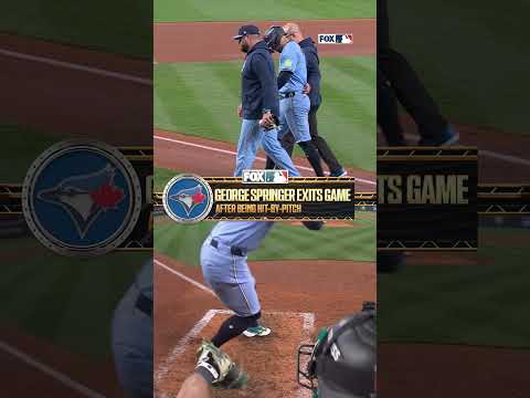 Springer limps off field after being hit in the knee cap 😬 #MLB #BlueJays #Injury #ALCS