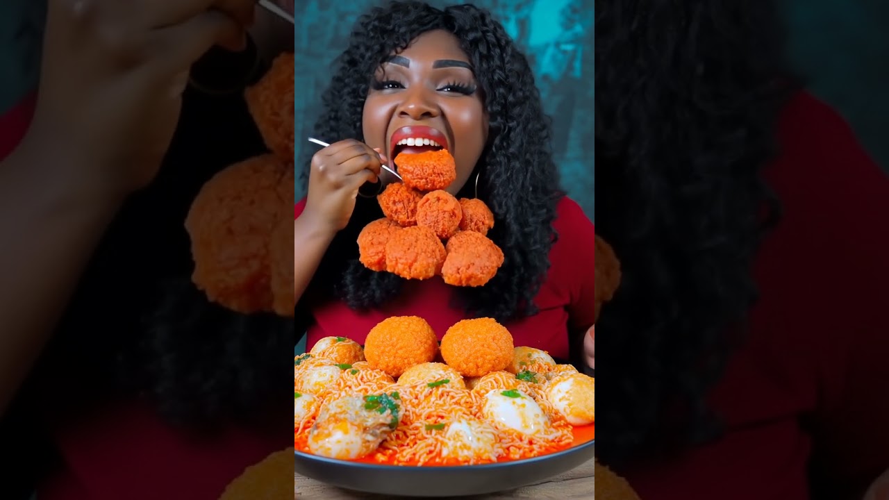 Hot Cheeto Balls with Ramen & Egg 🍜