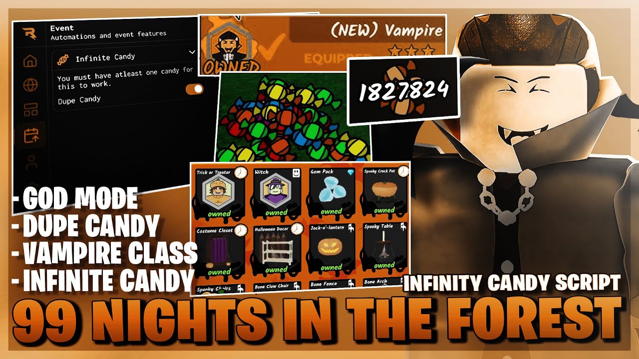99 Ultimate 99 Nights in the Forest Script | Infinite Candy, Auto Farm & Godmode! 🍬