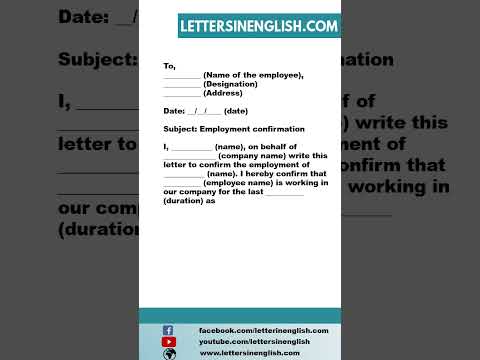 Employment Confirmation Letter -  Letter to Confirm Employment