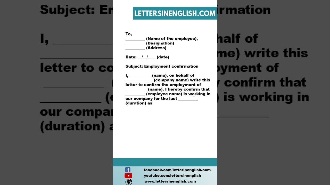 Employment Confirmation Letter Sample ✉️