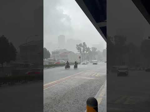 Heaviest rainfall in Singapore | Road full of water #rain #singapore #like #climate #chill #love