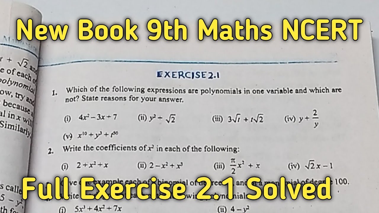 Class 9 Maths: Chapter 2 - Polynomials Exercise 2.1 📘