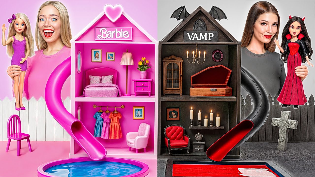 Gradimo Neverovatan Dečiji Porodični Dom | Barbie protiv Vampira Izazov Multi DO Girls