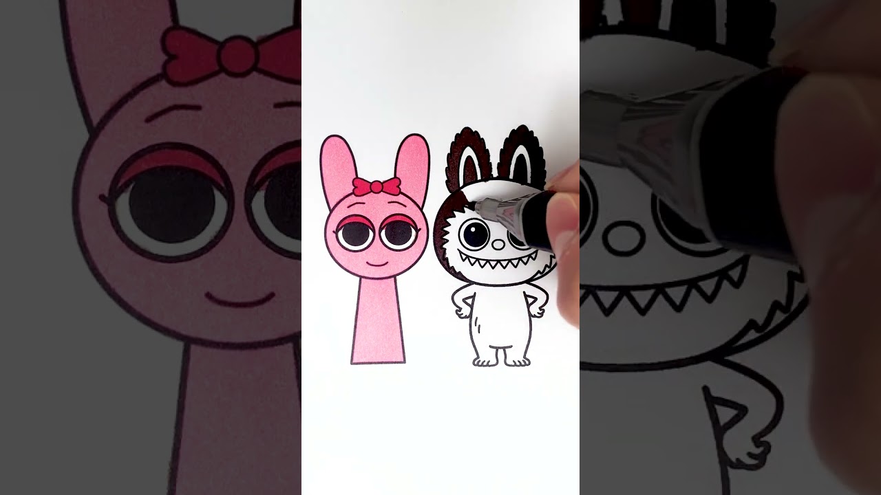 Pinki from Sprunki & Her Cute Friend Glitter Coloring