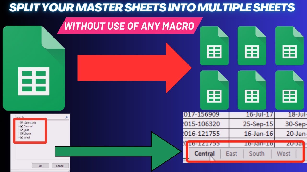 Split Excel Master Sheet into Multiple Sheets Without Macros