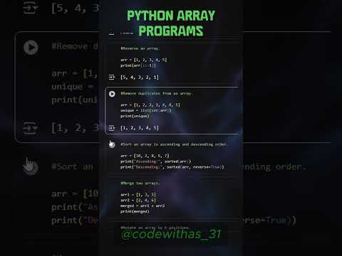 Python Array Programs | @codewithas_31 | #youtubeshorts #viral #shorts #python