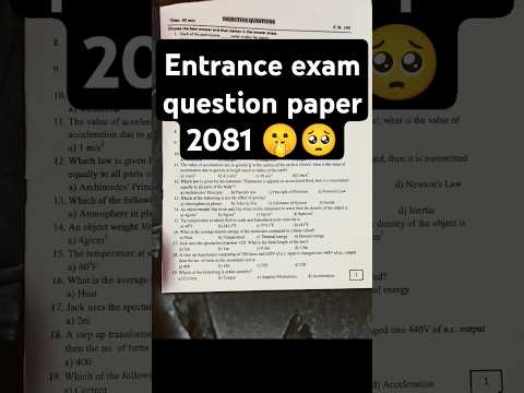 Entrance exam question paper for class 112081 Entrance exam question paper for science 2081 #shorts