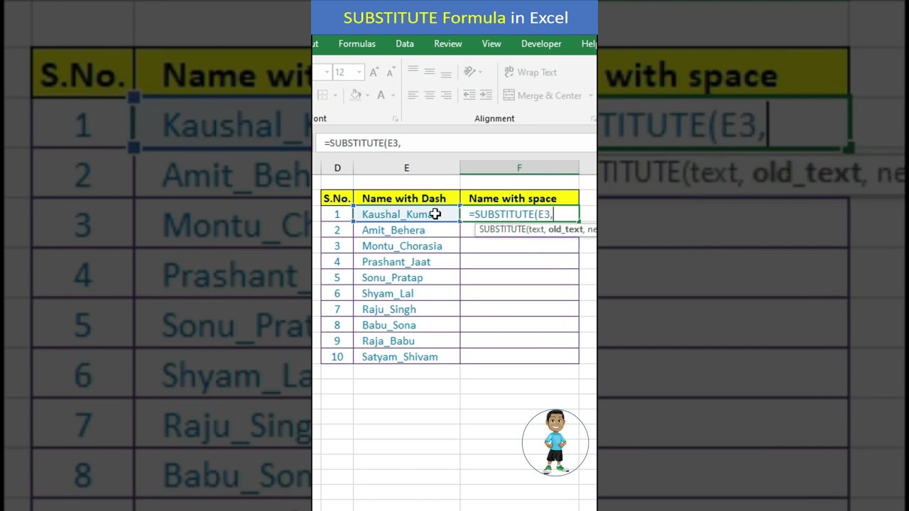 SUBSTITUTE Formula in Excel #excel #exceltips #exceltutorial #msexcel #microsoftexcel #shorts #short