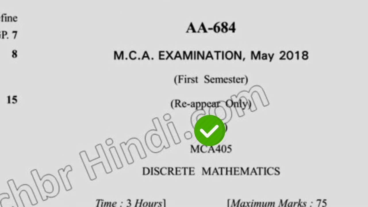 May 2018 DCRUST MCA 1st Semester Reappear Discrete Mathematics Question Paper