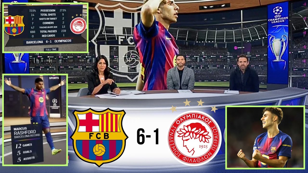 Barcelona Dominates Olympiacos 6-1: Expert Reactions from Owen Hargreaves & Joleon Lescott ⚽