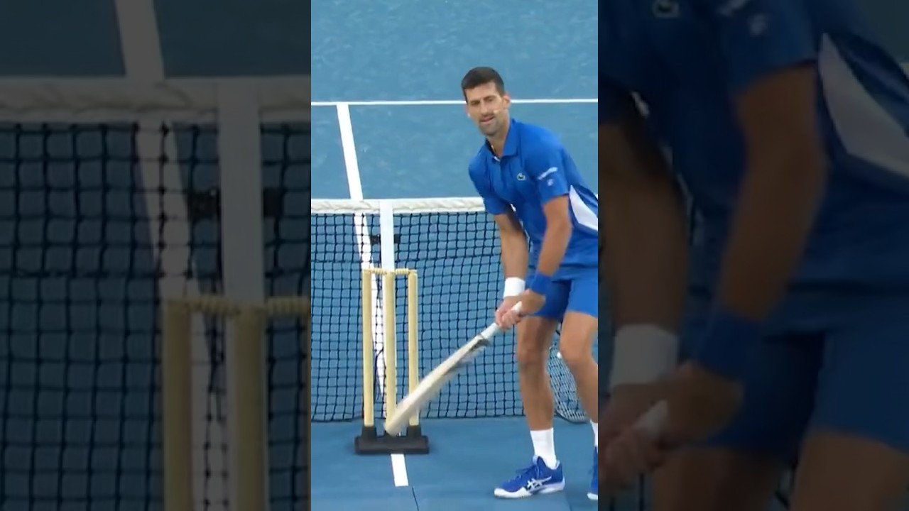 Djokovic's Amazing Cricket Shot with Tennis Racquet 🎾