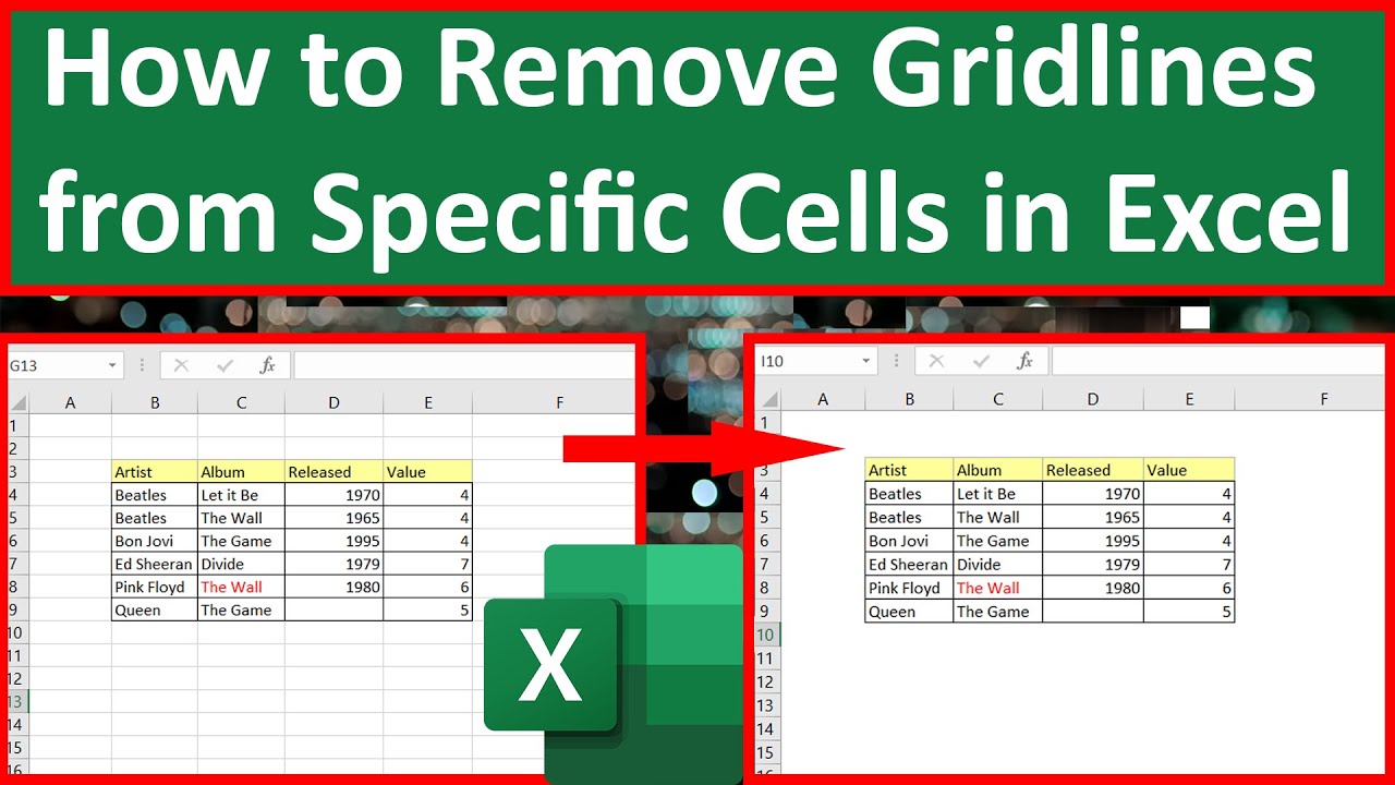 Remove Gridlines from Specific Excel Cells