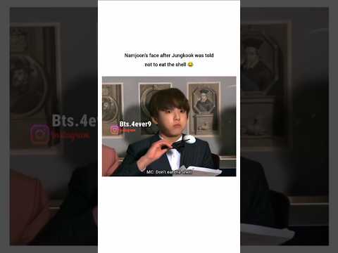 Namjoon's face after jk was told not to eat shell đ #idols #bts #ytshorts #youtube #shorts #fyp #jk