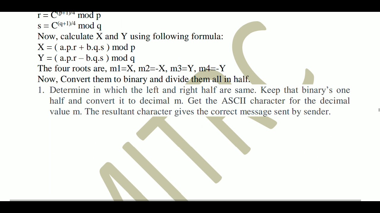 Unit 3 Lecture 4: Rabin Cryptosystem
