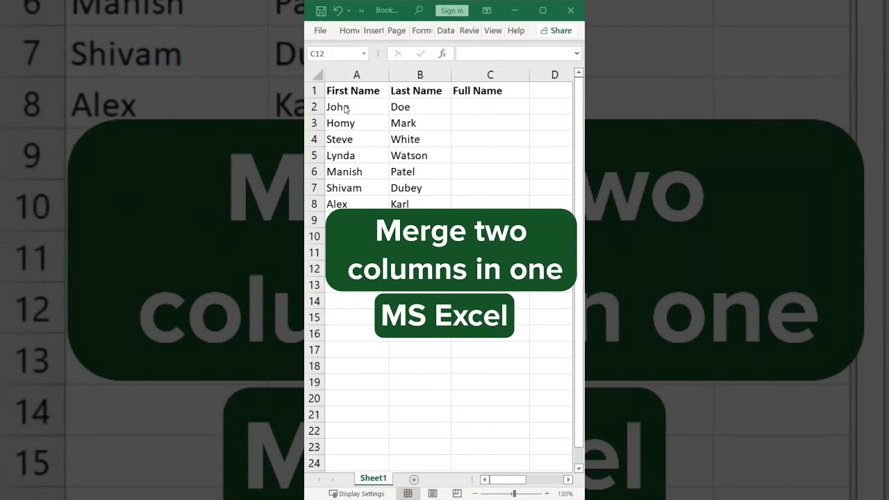 Merge or Concatenate Two Columns in Excel 🔗