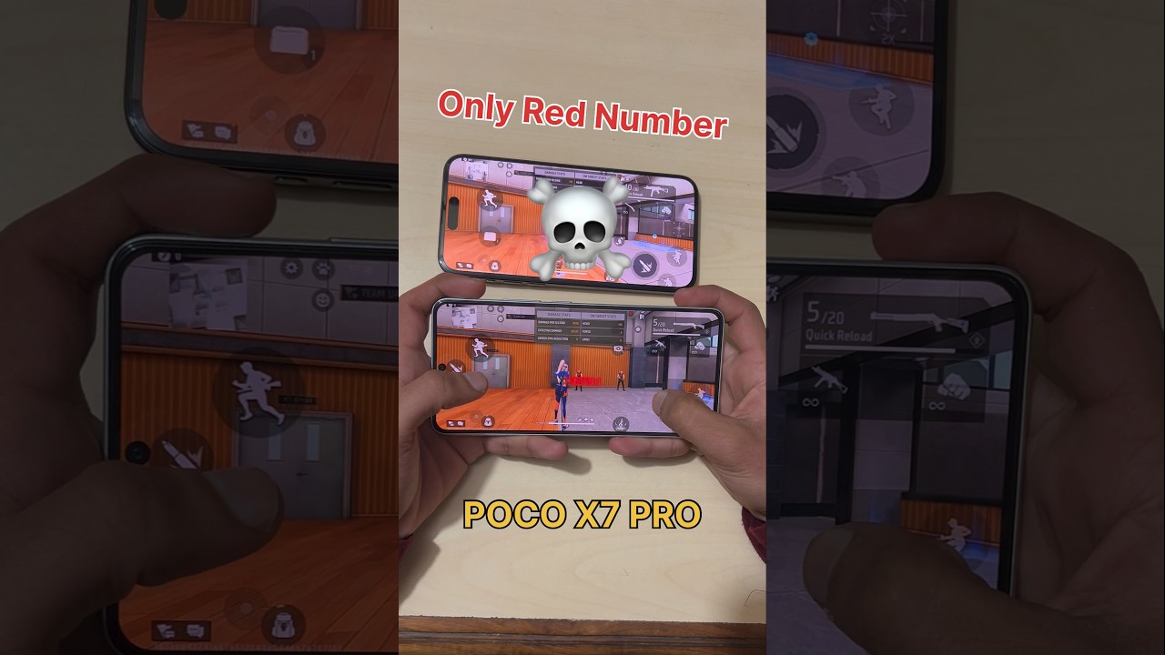 POCO X7 PRO 💀 ONLY RED NUMBER - FREEFIRE GAMING TEST #freefire #pocox7pro #120fps #headshot #shorts