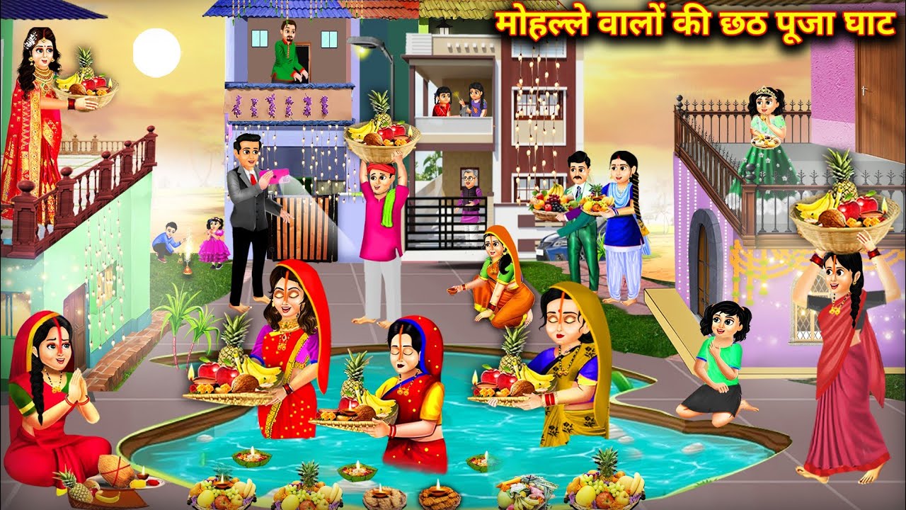 मोहल्ले की छठ पूजा || Cartoon Video 🎉