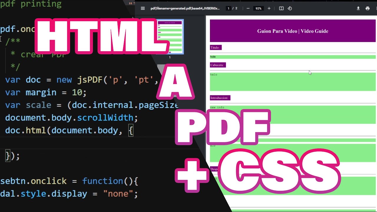 Exportar HTML + CSS a PDF con jsPDF y html2canvas 📄