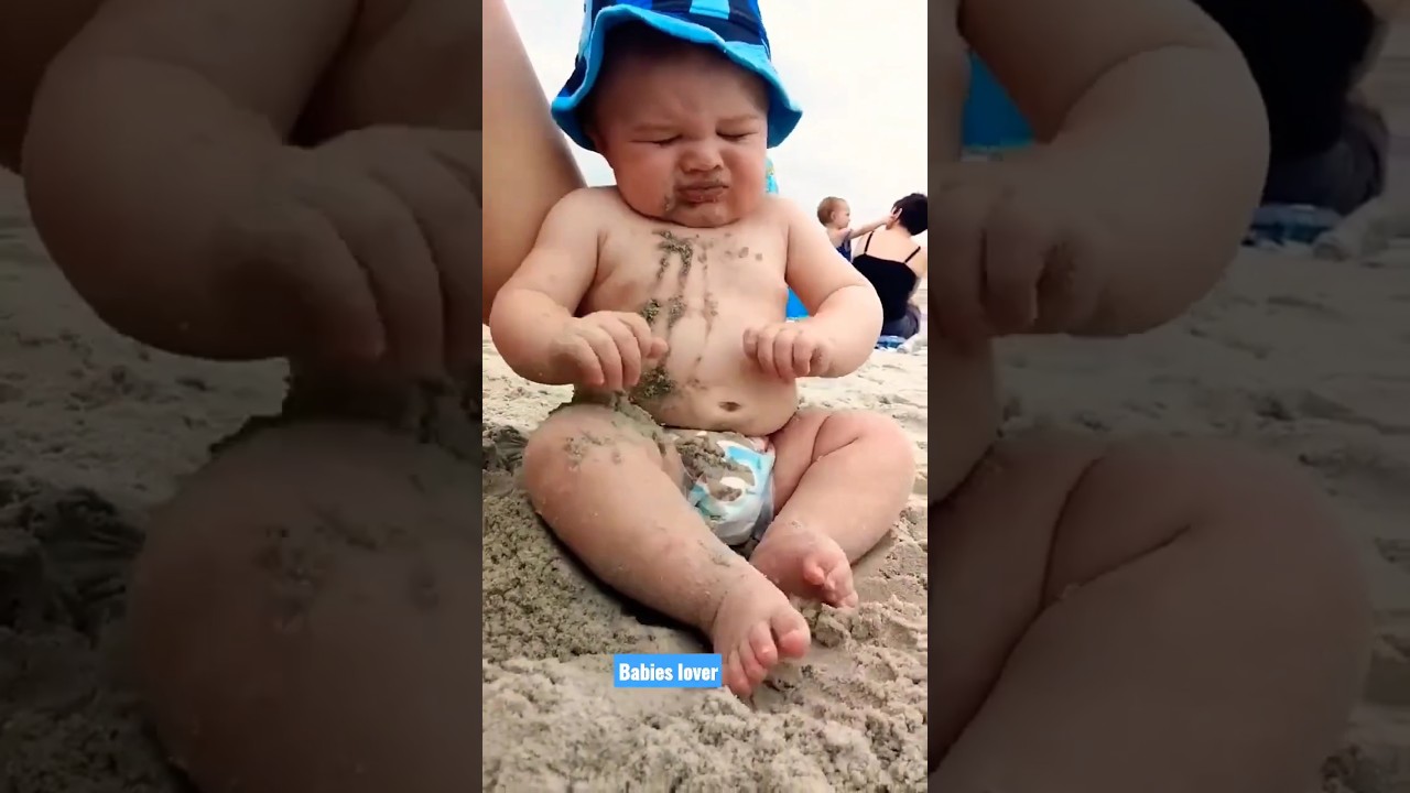 Cute Baby's Beach Reaction π #shorts