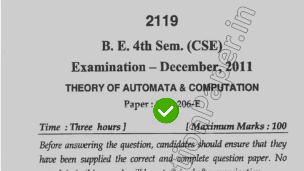 2011 BTech CSE 4th Sem Automata Theory Question Paper