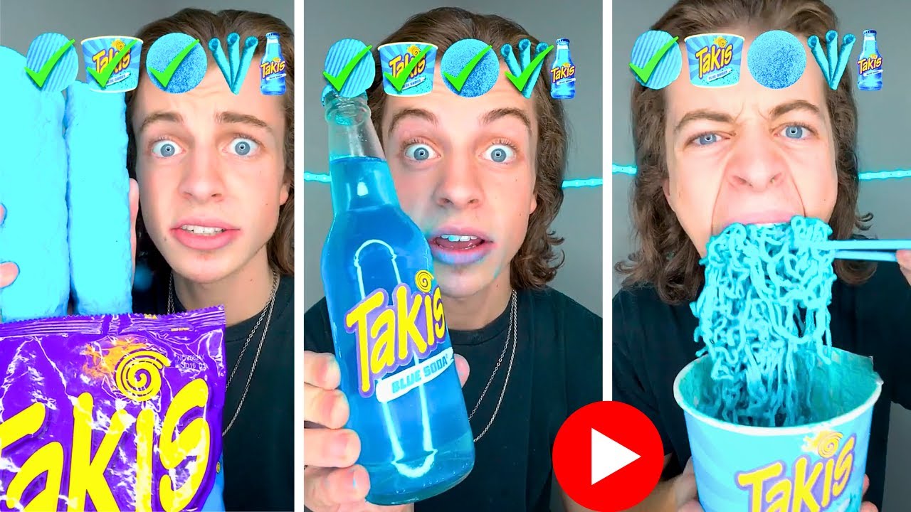 Giant Blue Takis ASMR **LUKEDIDTHAT** Extreme Giant SPICY Food (Compilation)