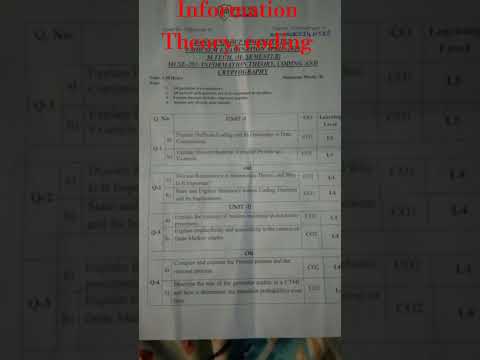 information theory coding and cryptography for M.tech 2nd sem cse #education #rgpvbhopal #trending #