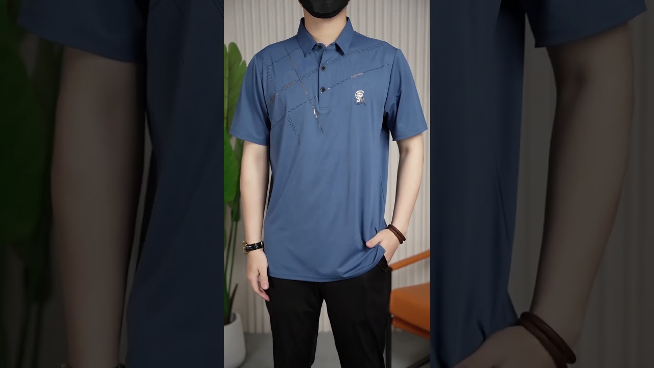 Elevate Your Style with Siyah's Geoluxe Pattern Accent Polo β Modern Grid Design & Luxe Finish β¨