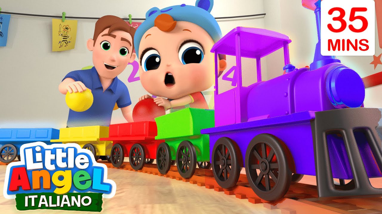 Impara col Trenino a Colori 🟡🟢 Cartoni Animati con Gianni Piccino - Little Angel Italiano