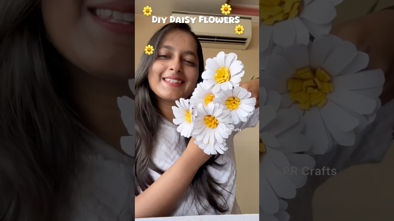 DIY Daisy Flowers Using Paper 🌼||#diy #daisy #flowers #paperflower #flowerbouqet #papercutting #art