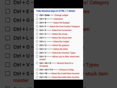 Tally shortcut keys in (Ctrl +) Series