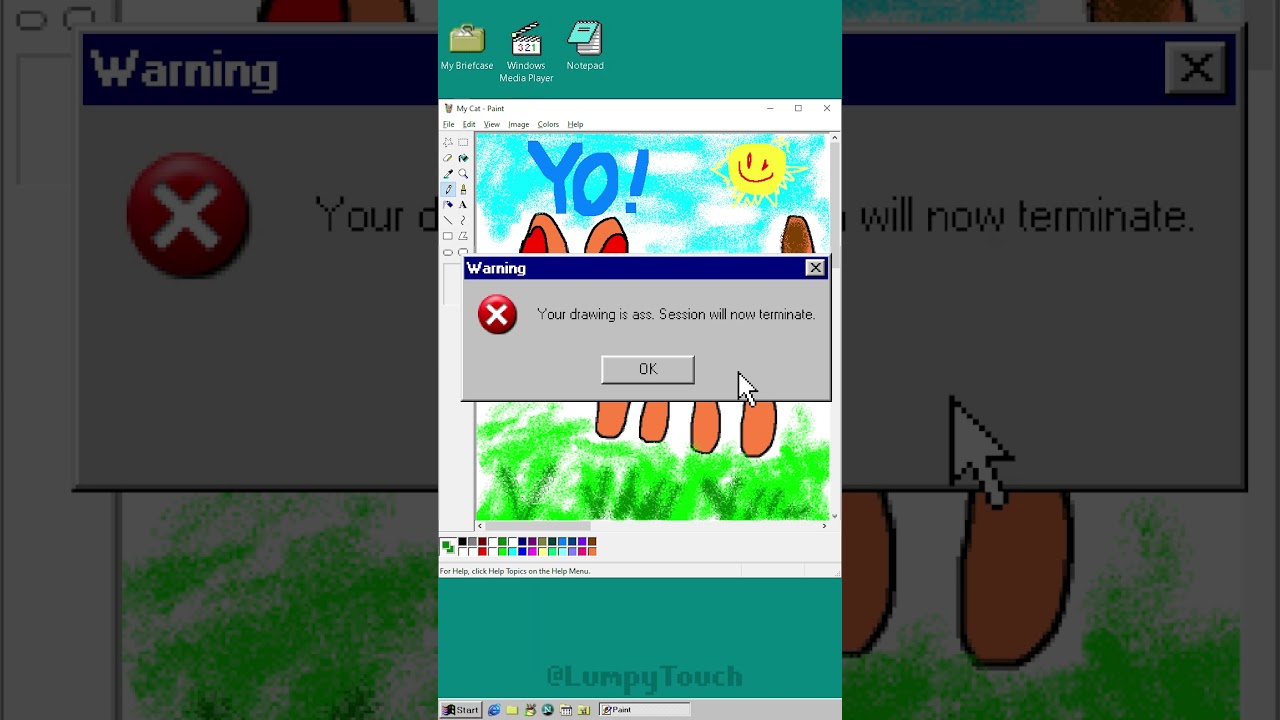 MS Paint Error Message (RIP yocat) on Windows 95