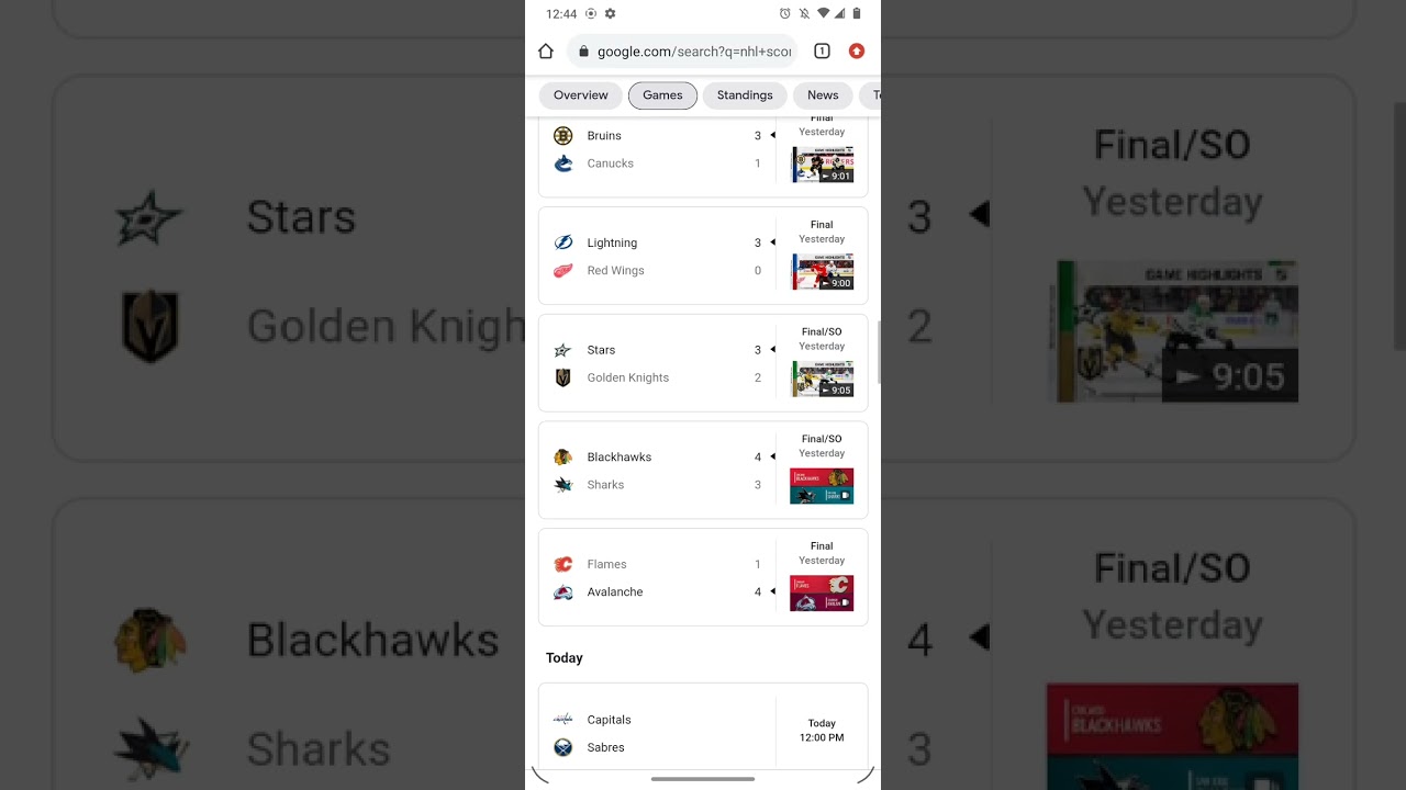 Latest NHL Scores 🏒