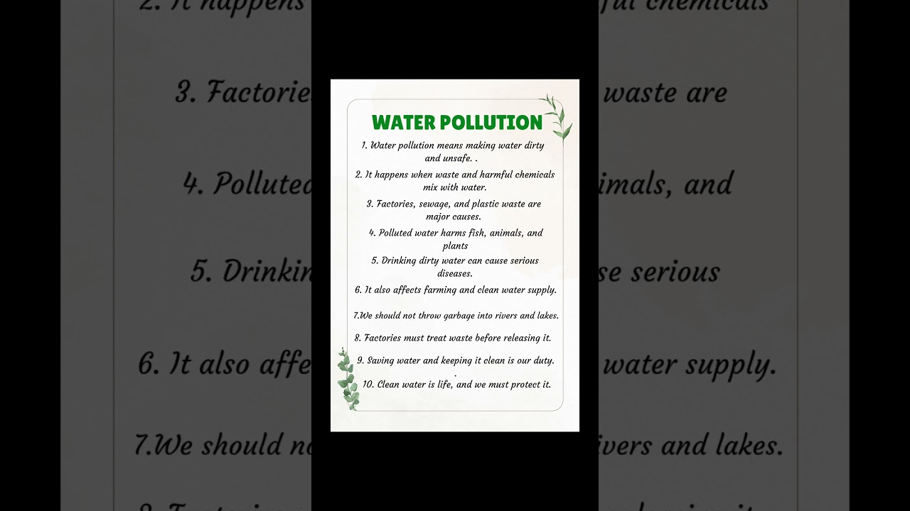 Water Pollution: Causes, Effects, and Solutions in 10 Lines π