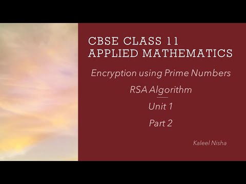 Encryption using Prime Numbers | RSA Algorithm | Unit 1| Part 2 | CBSE Class 11 Applied Maths