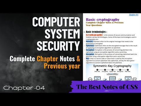 Basic Cryptography | Chapter - 04 | Notes + PYQ's | Cyber System and Security | 2nd Year B.Tech