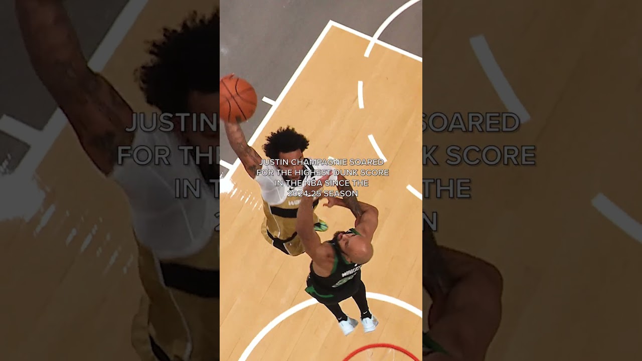Justin Champagnie now holds the highest dunk score in the NBA 😤 #dunk #highlight #poster #shorts
