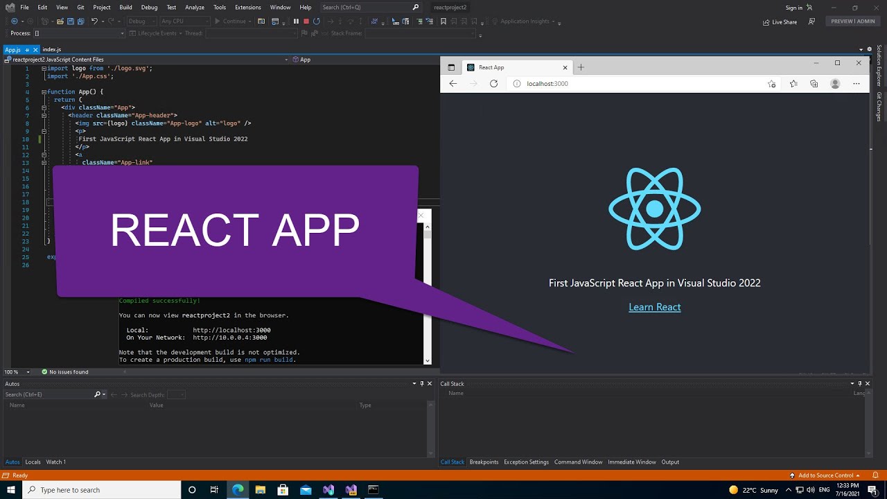 Getting Started with React & ASP.NET Core in Visual Studio 2022