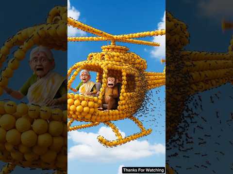 Ants attacked the helicopter made of grandma's laddus #ai #aishorts #cartoon #shorts