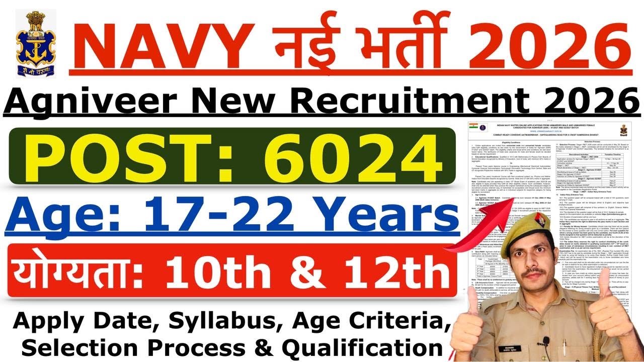 Indian Navy 2026 Recruitment: Agniveer MR & SSR