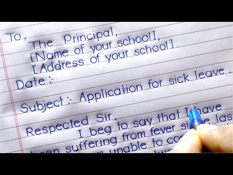 Sick Leave Application To The Principal For Class 3