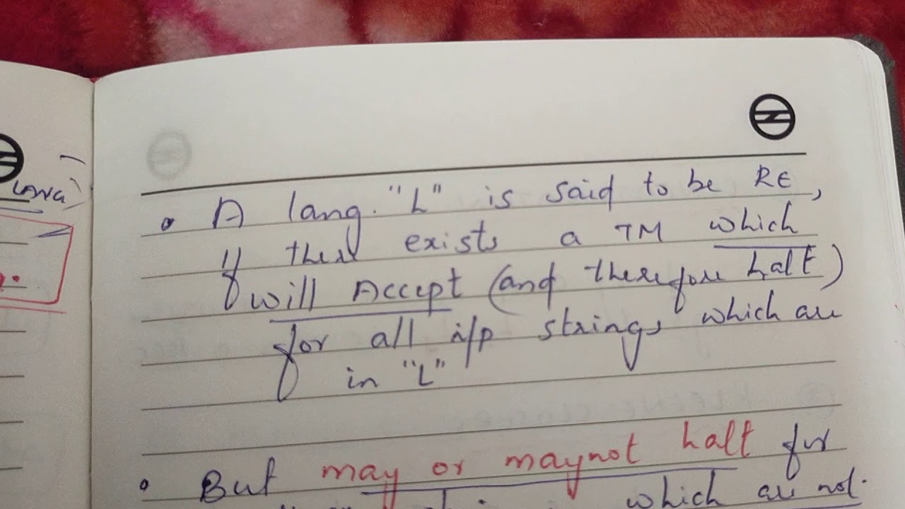 Recursive & Recursively Enumerable Languages (Rec & RE) π